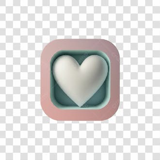 Coração 3d rosa e verde pastel png transparente