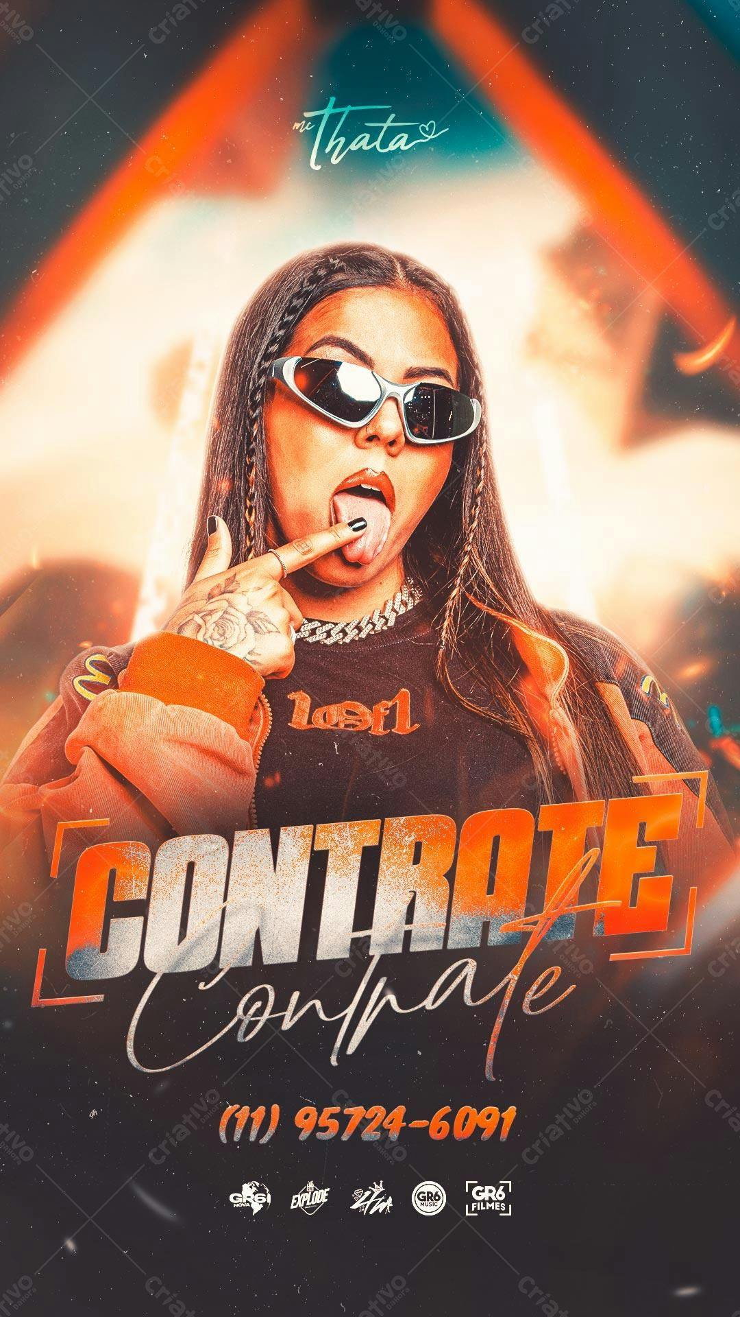 Flyer para Contratação de Mc Thata PSD Editável