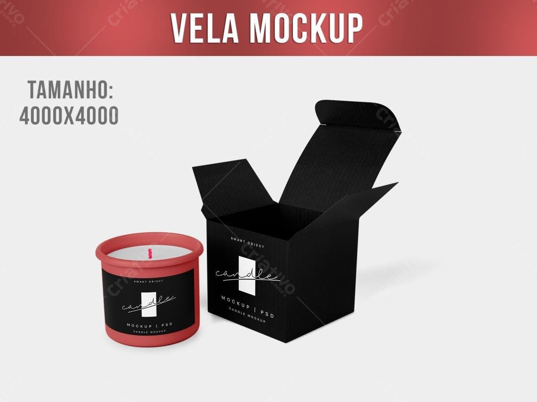 Mockup Realista de Vela em Embalagem Preta