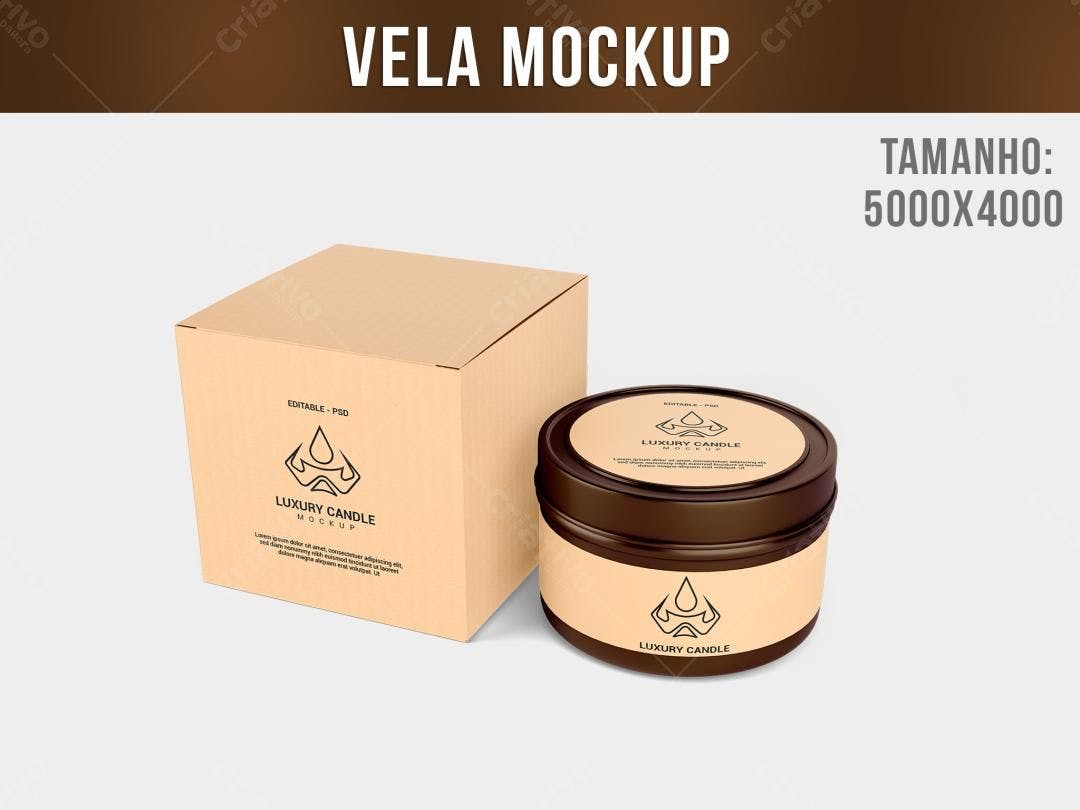 Mockup Realista de Vela Artesanal em Embalagem Kraft