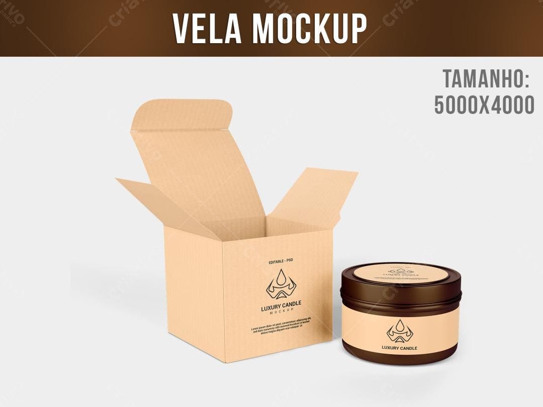 Mockup Realista de Embalagem para Vela Artesanal