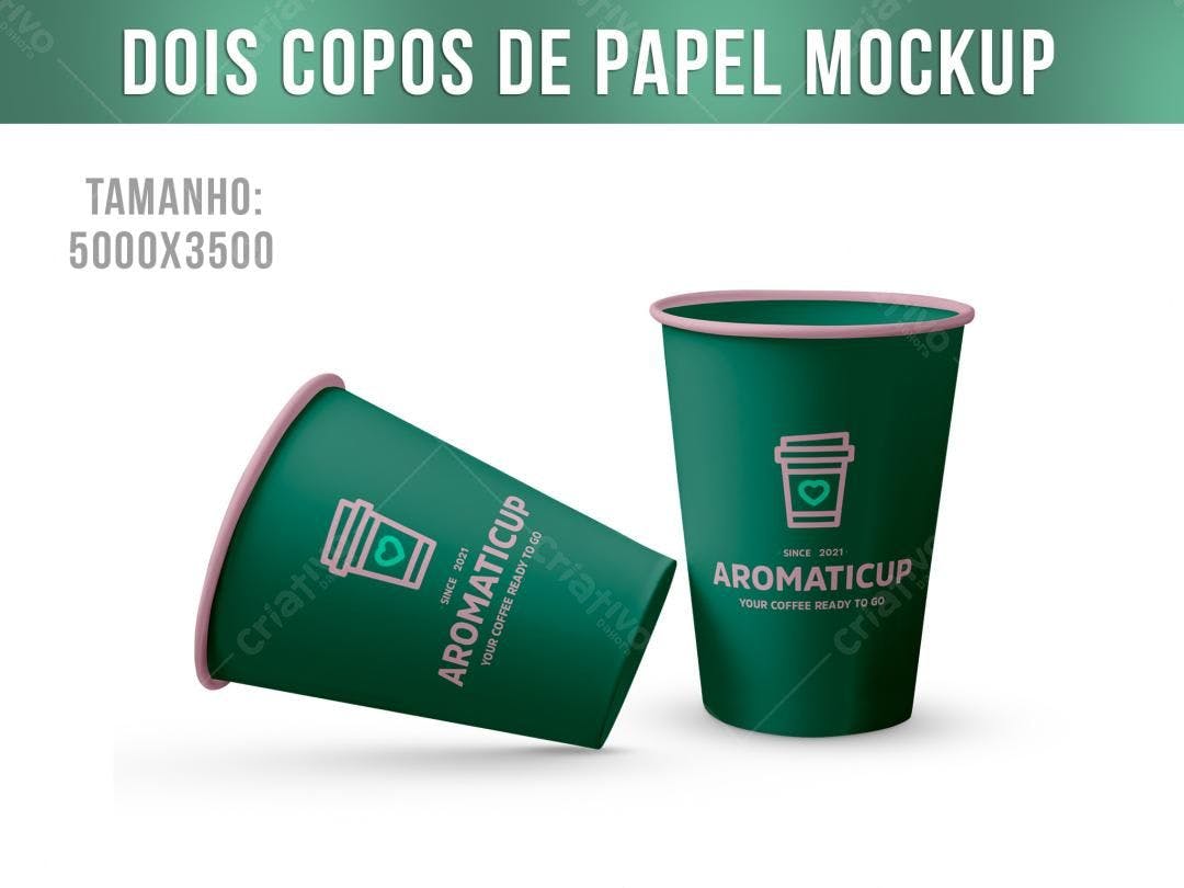 Mockup Realista de Copos de Papel Verde para Café