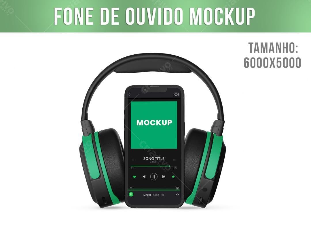 Mockup de Fones de Ouvido com Smartphone: Design Moderno
