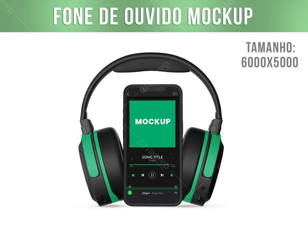 Fone De Ouvido Com Celular Mockup 