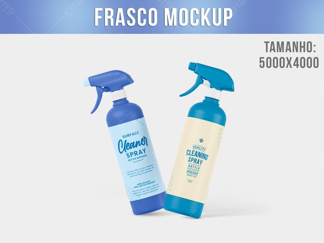 Mockup de Frascos de Spray: Design Moderno em Azul e Bege