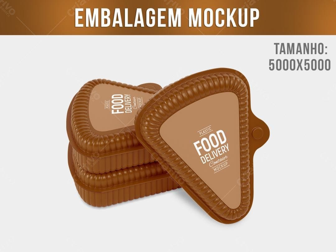 Mockup Embalagem Marrom para Delivery de Comida