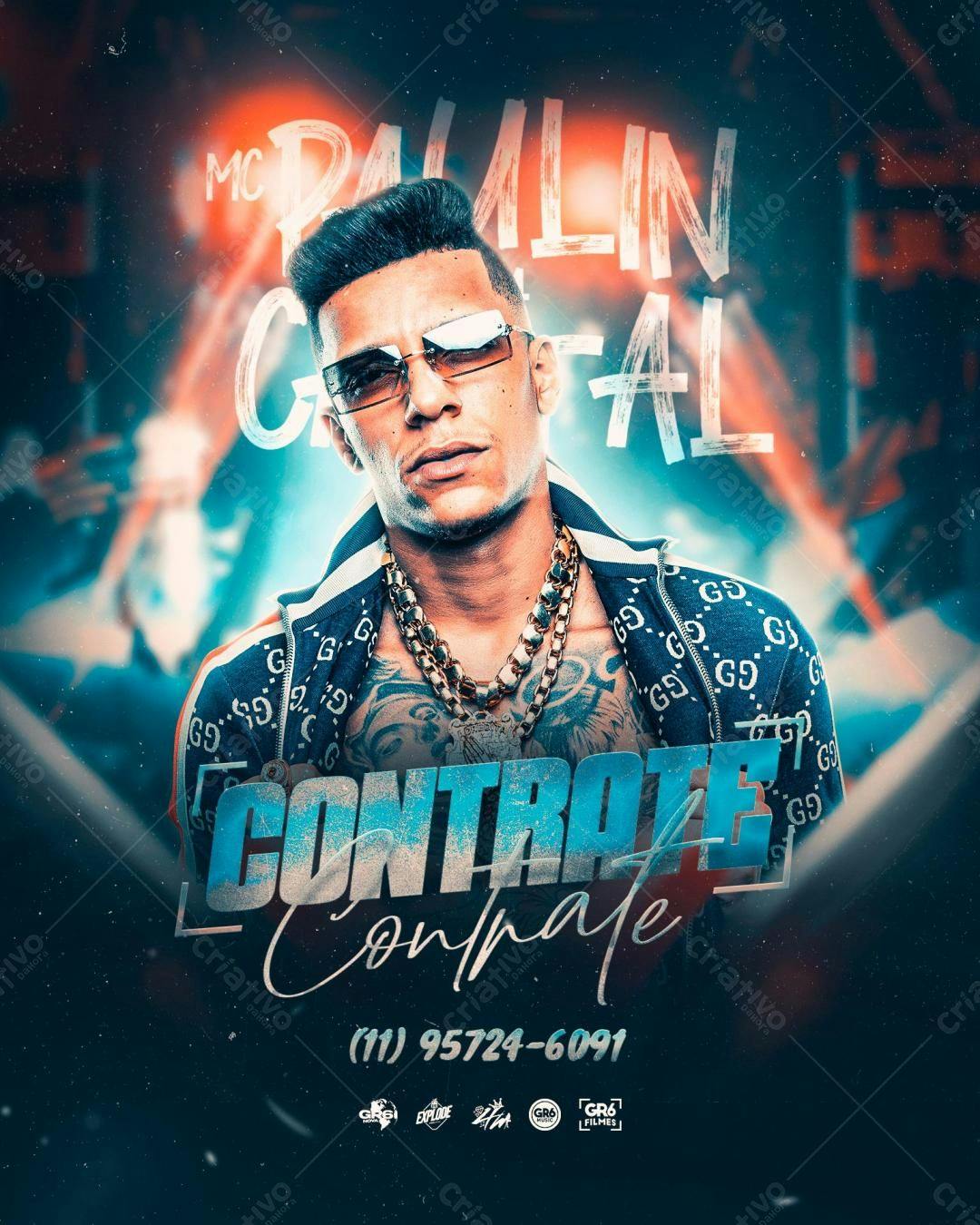Flyer para Contratar MC Paulin Crystal PSD Editável