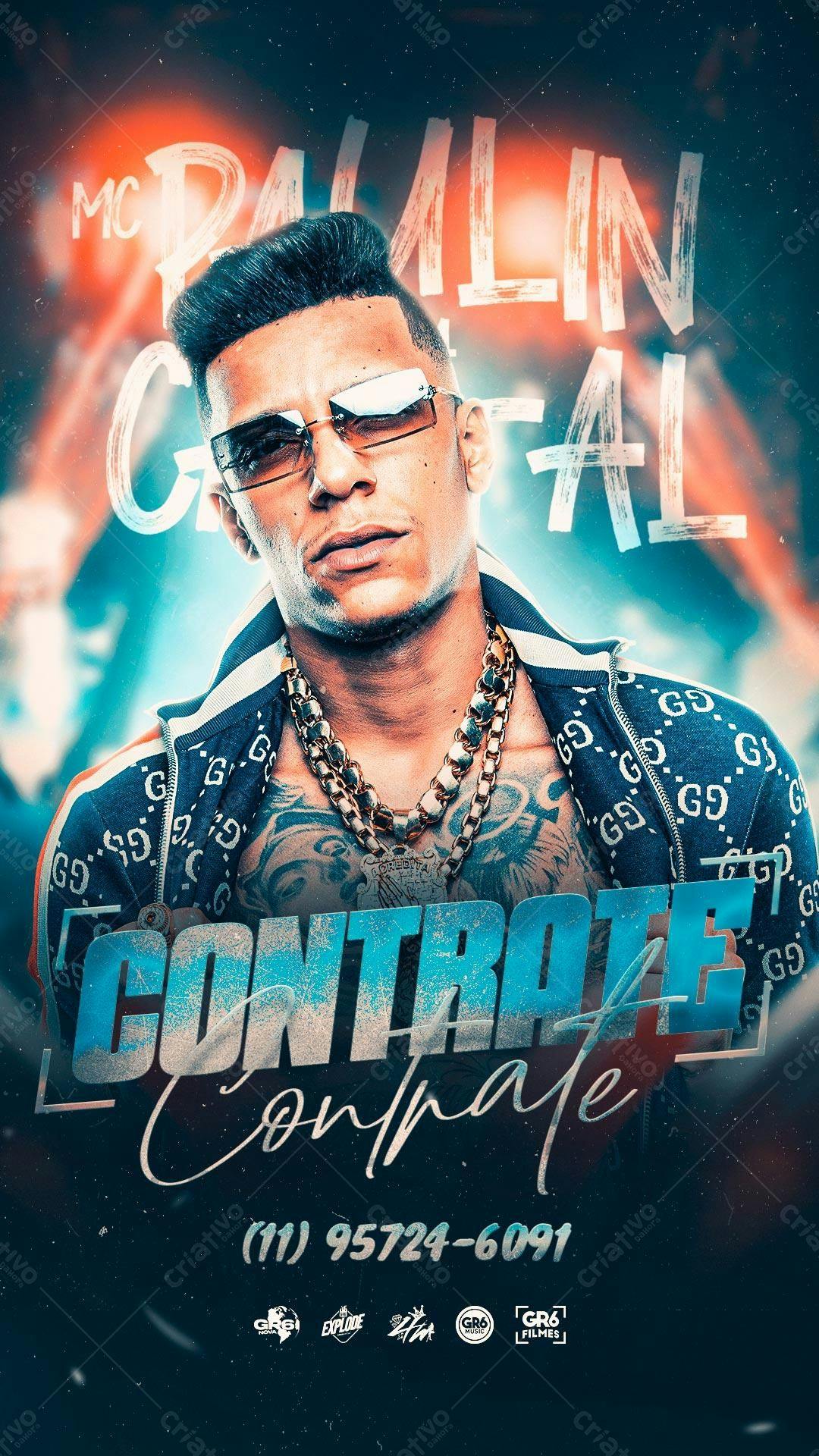 Flyer para Contratação MC Paulin Coral PSD Editável