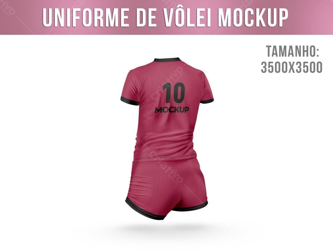 Mockup Uniforme Vôlei Feminino: Vermelho Burgundia