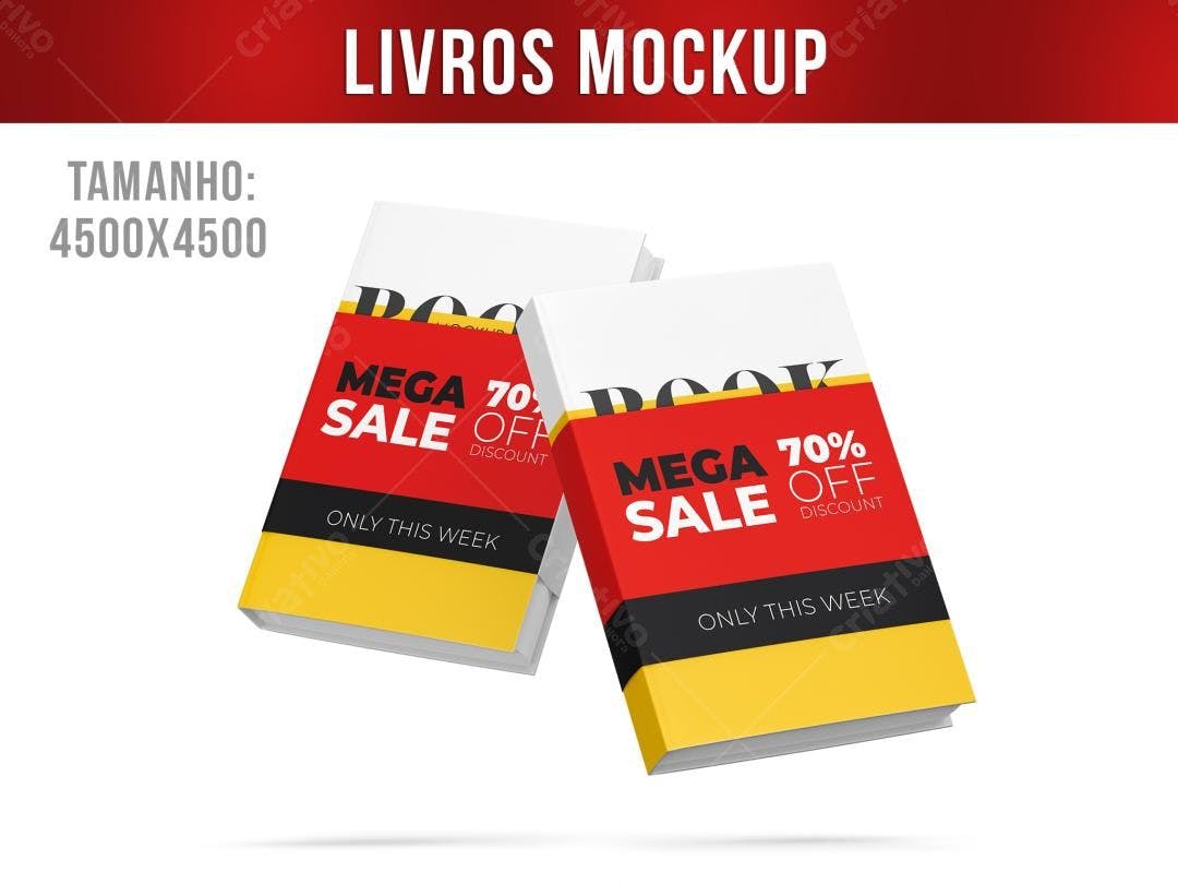 Mockup de Livro com Design Moderno Vermelho e Amarelo