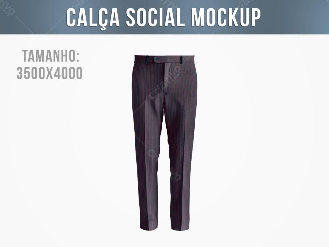 Mockup Calça Social: Modelo Realista em Tons Escuros