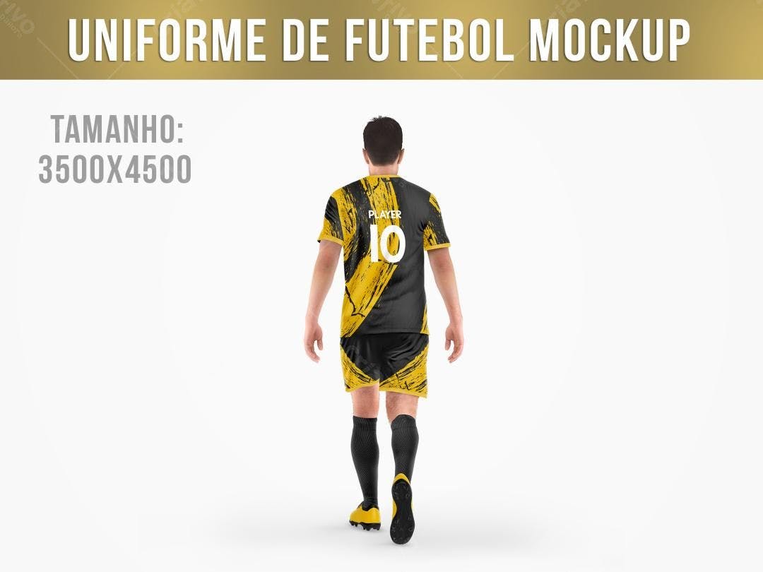 Mockup Uniforme Futebol Preto e Amarelo