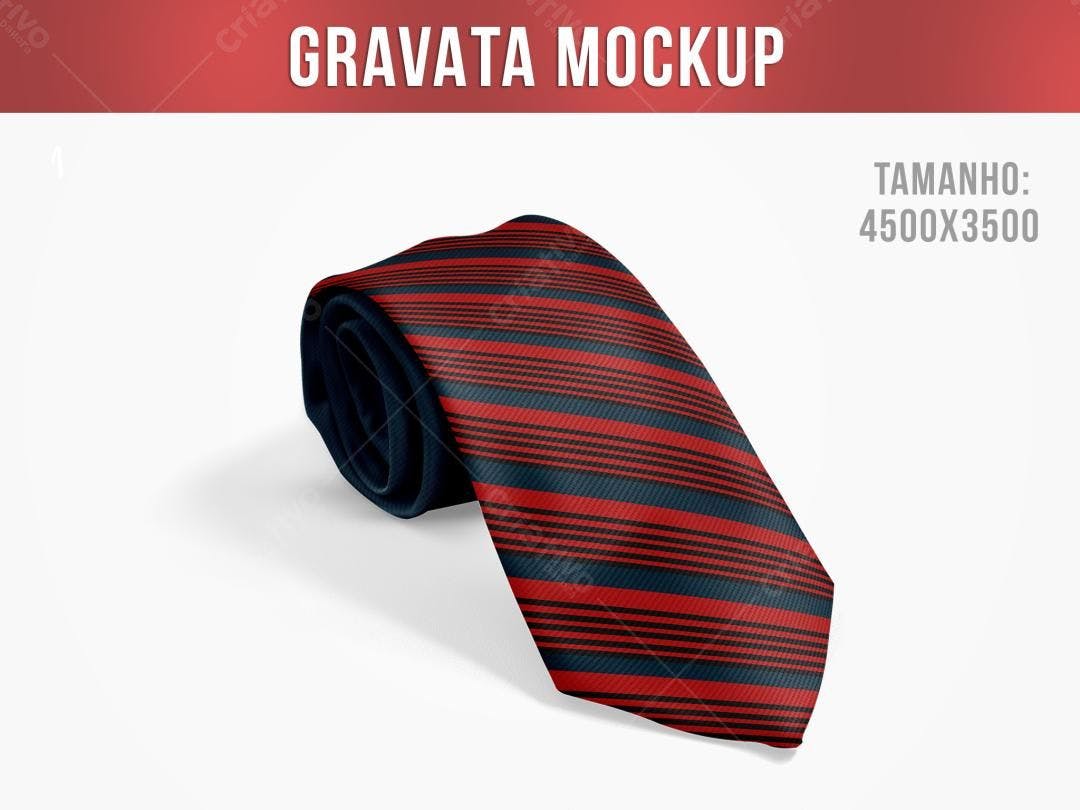 Mockup Gravata Listras Vermelhas e Pretas