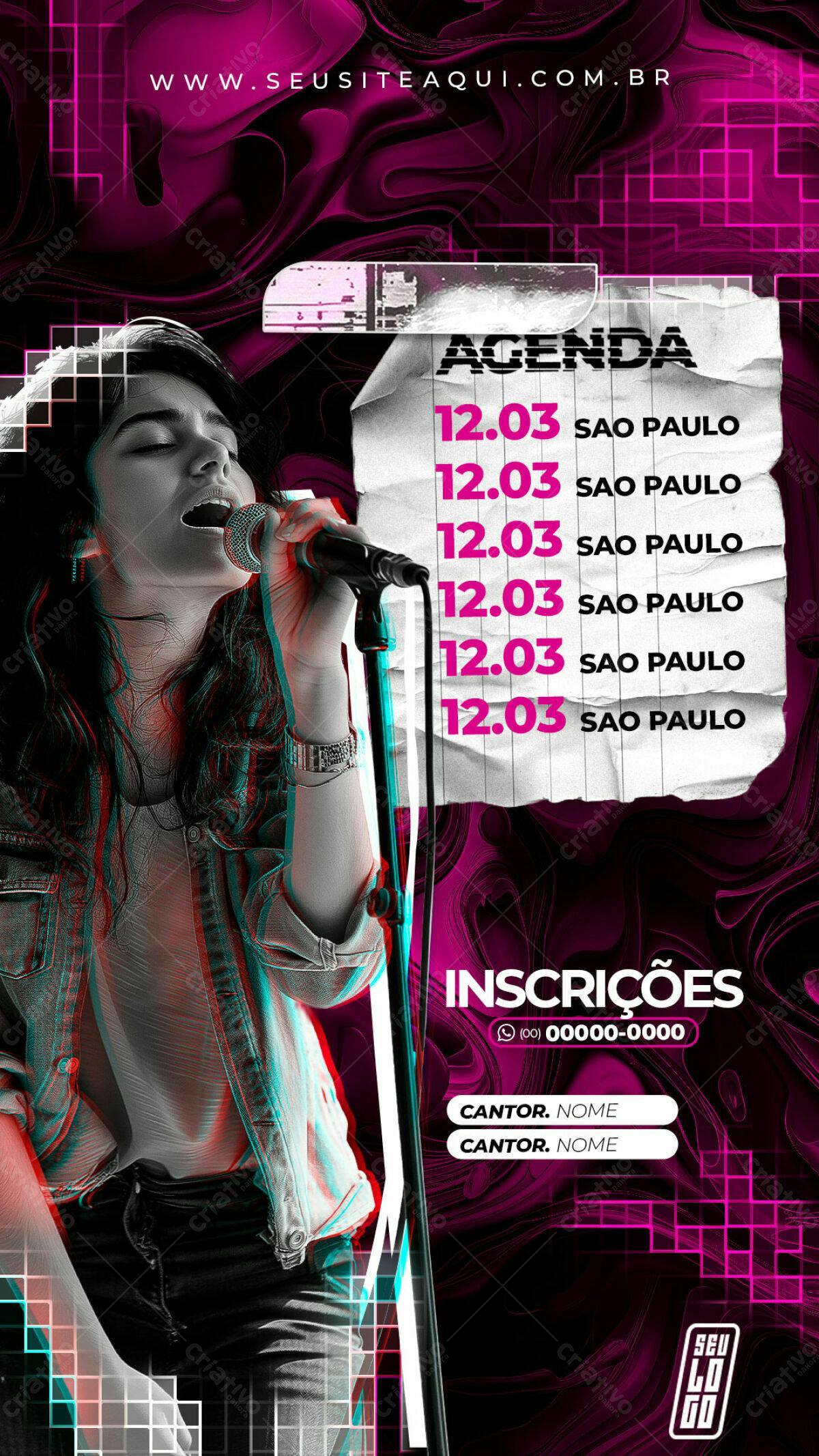 Flyer para Show Musical em São Paulo PSD Editável