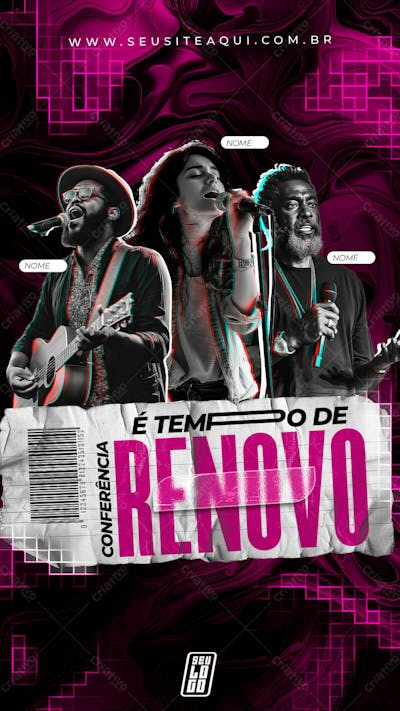 PSD flyer conferência igreja é tempo de renovo gospel 