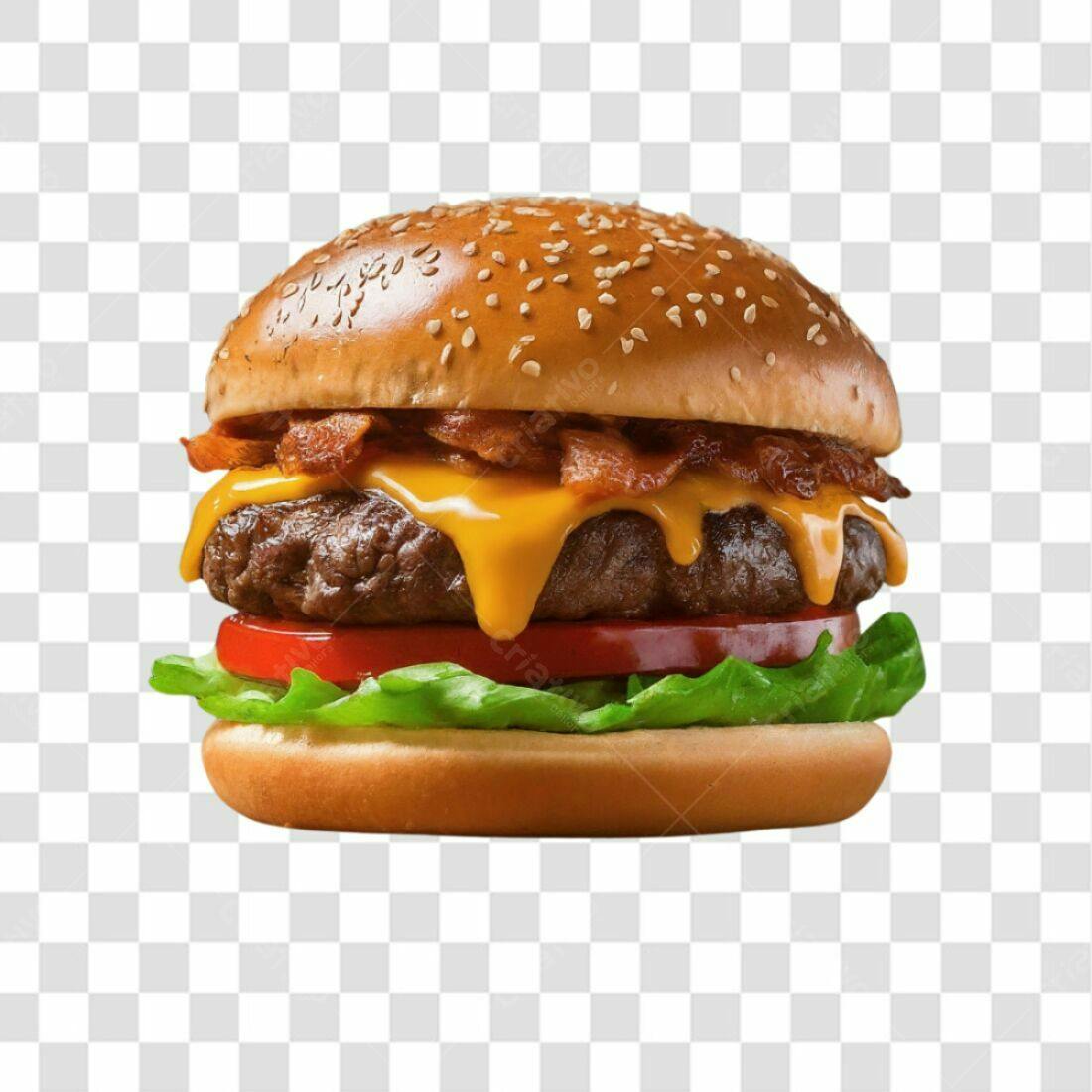 Imagem PNG de Hambúrguer com Bacon e Queijo com fundo transparente