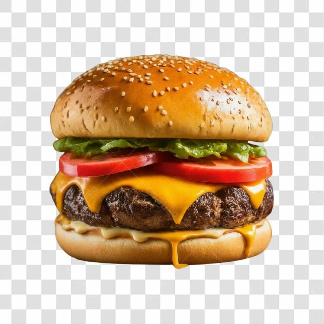 Imagem PNG de Hambúrguer com Queijo e Fundo Transparente