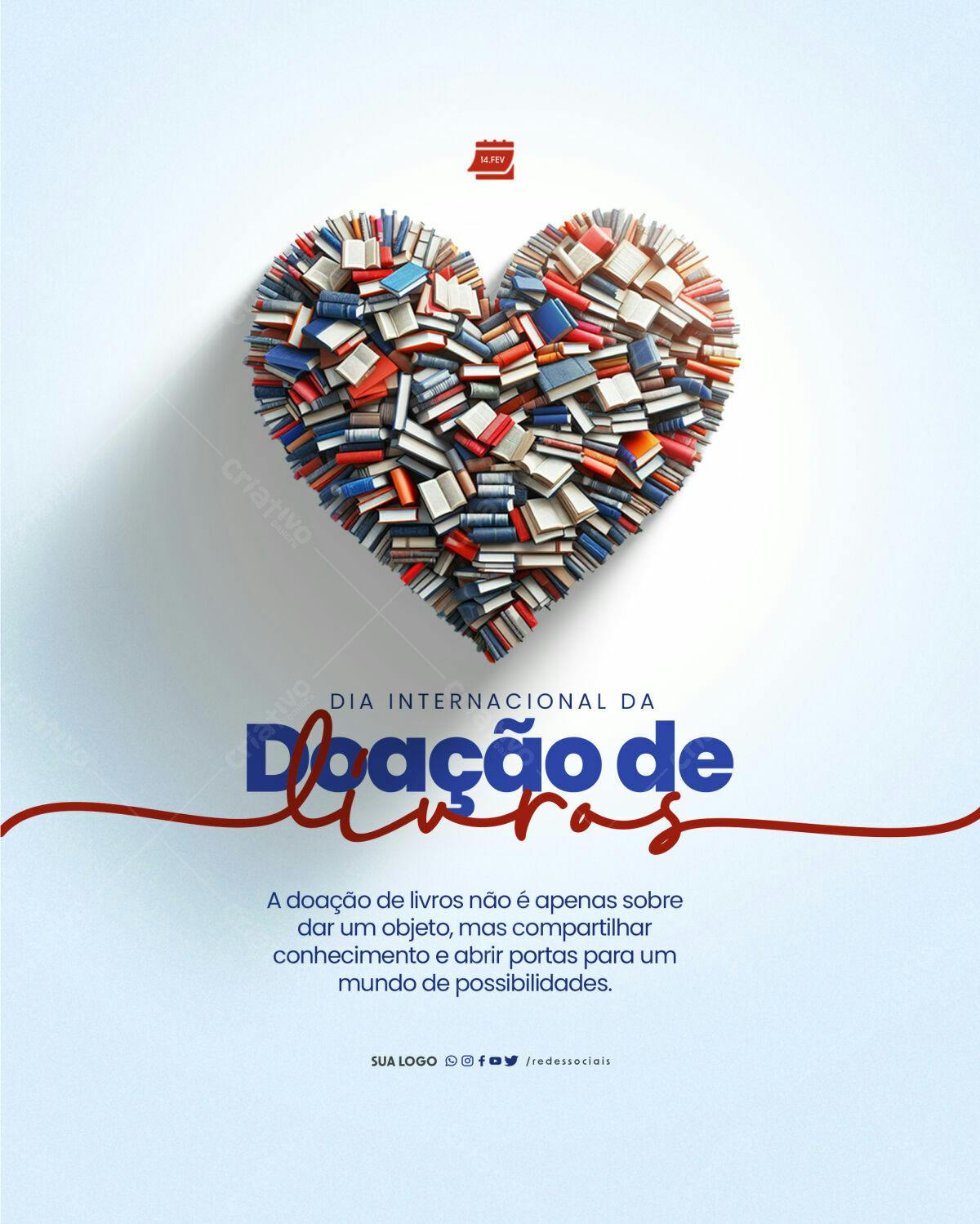 Flyer Dia Internacional da Doação de Livros PSD Editável
