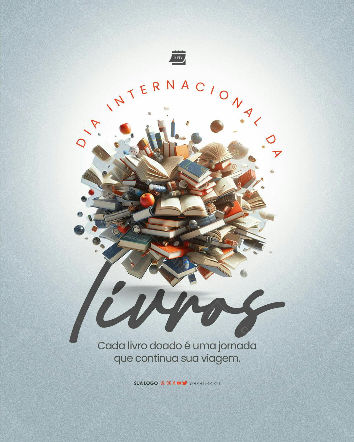 Flyer Dia Internacional do Livro PSD Editável