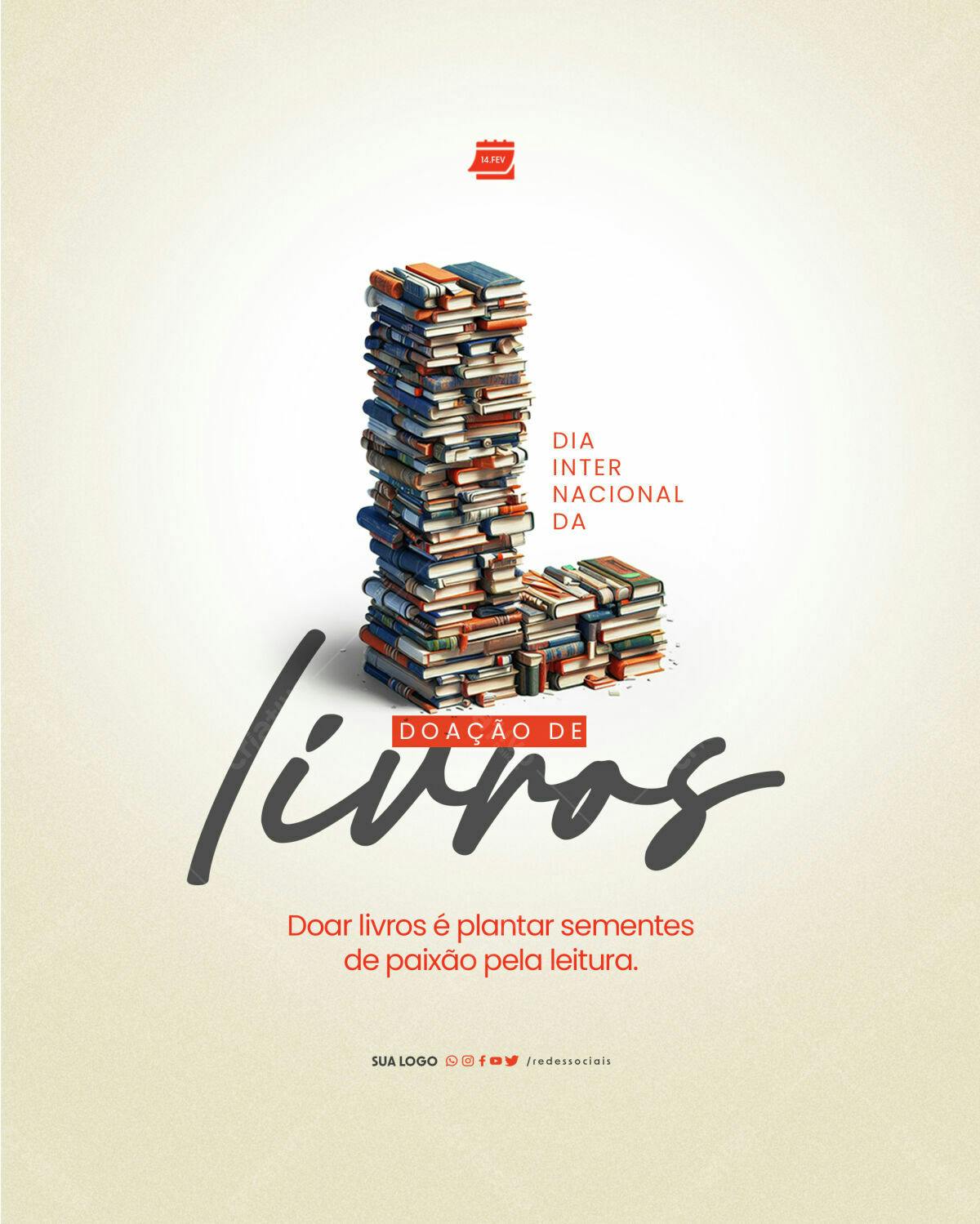 Flyer Dia Internacional do Livro PSD Editável