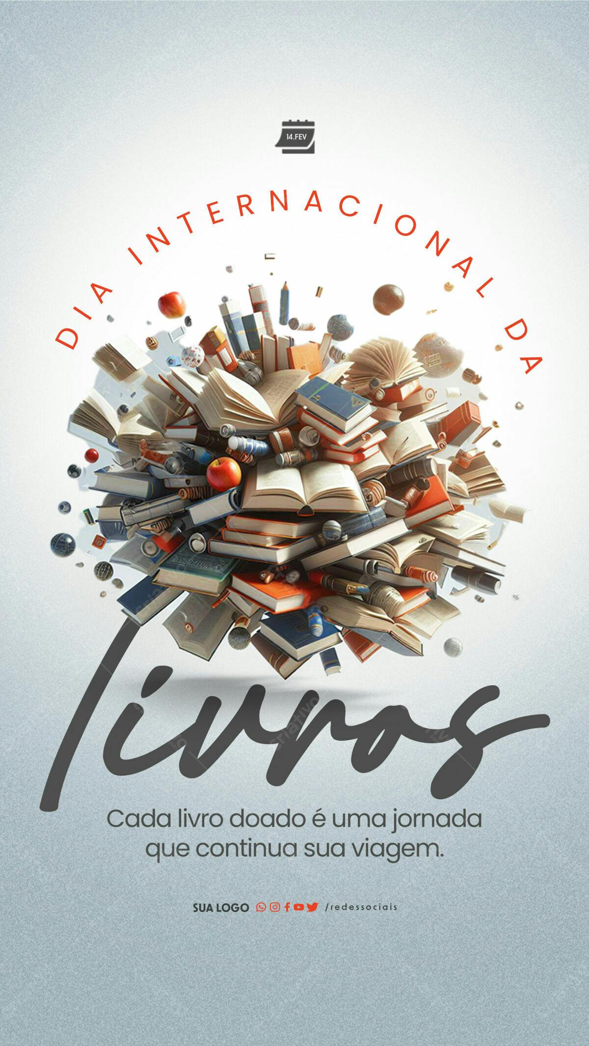 Flyer Dia Internacional do Livro PSD Editável
