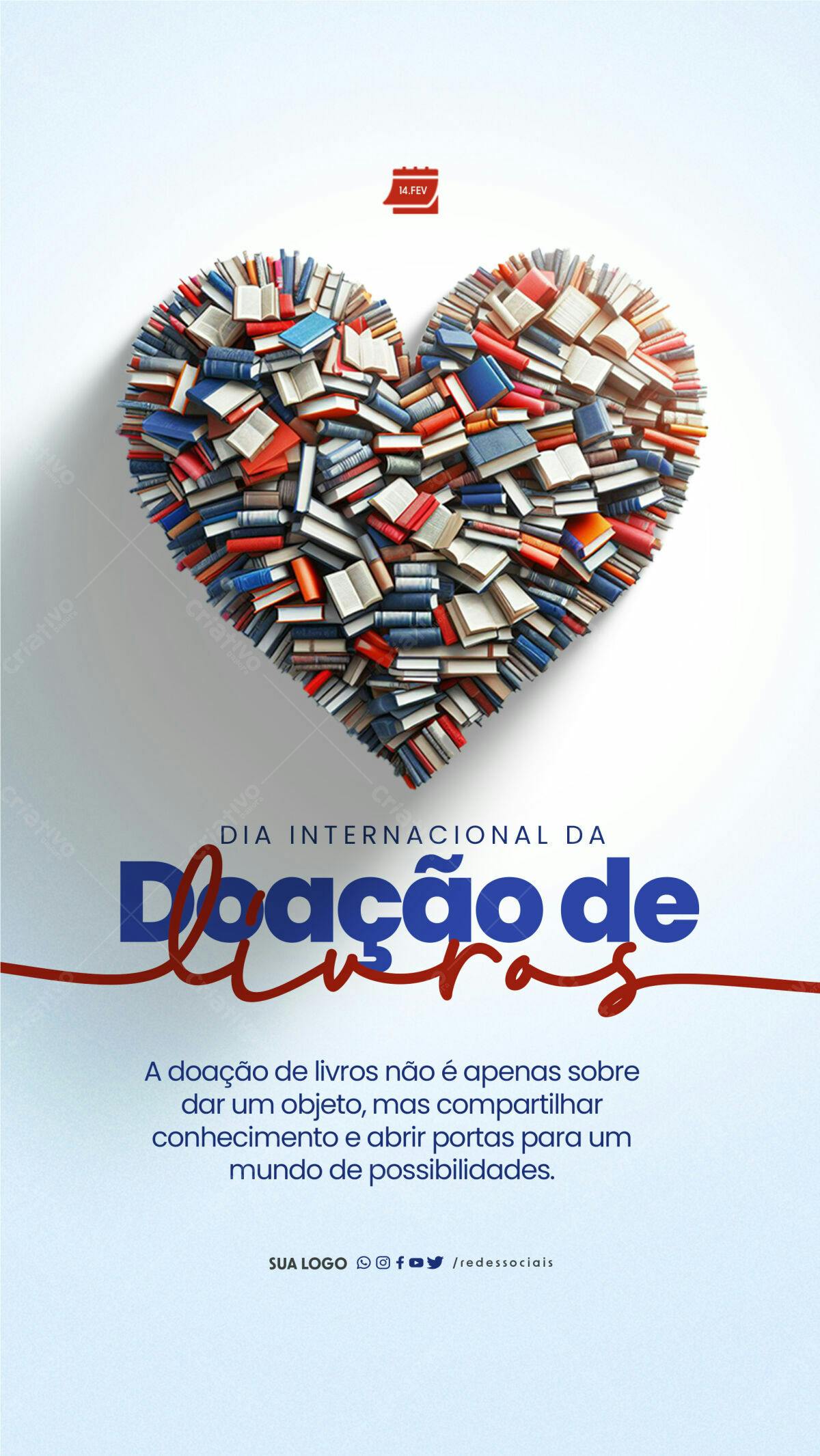 Flyer Dia Internacional da Doação de Livros PSD Editável