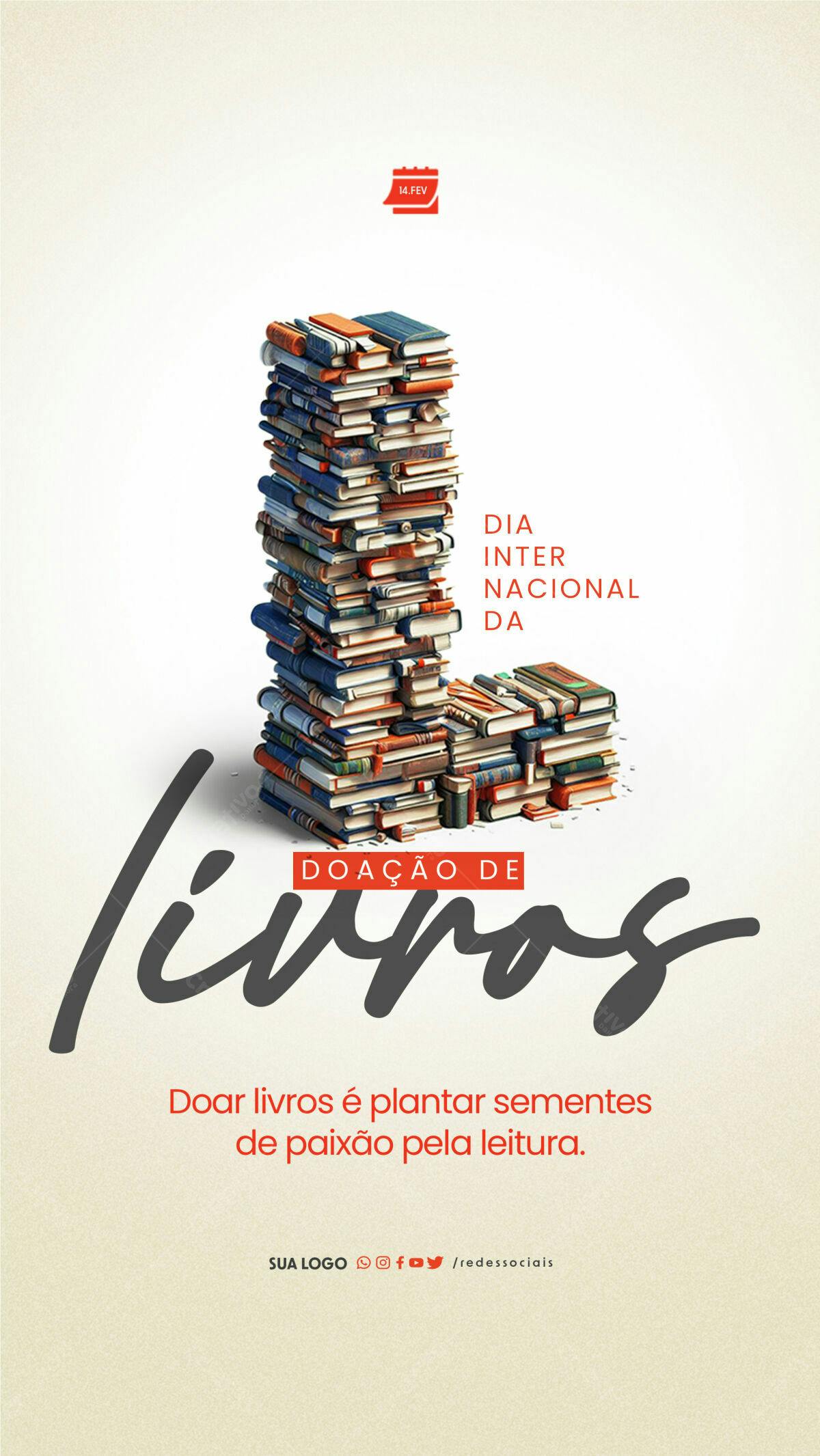 Flyer Dia Internacional do Livro PSD Editável