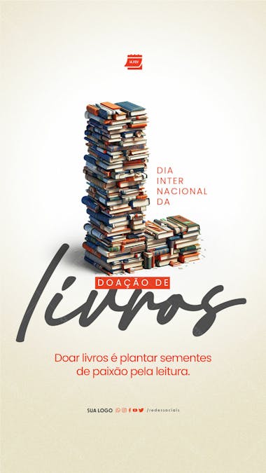 Story dia internacional da doação de livros doar livros é plantar sementes