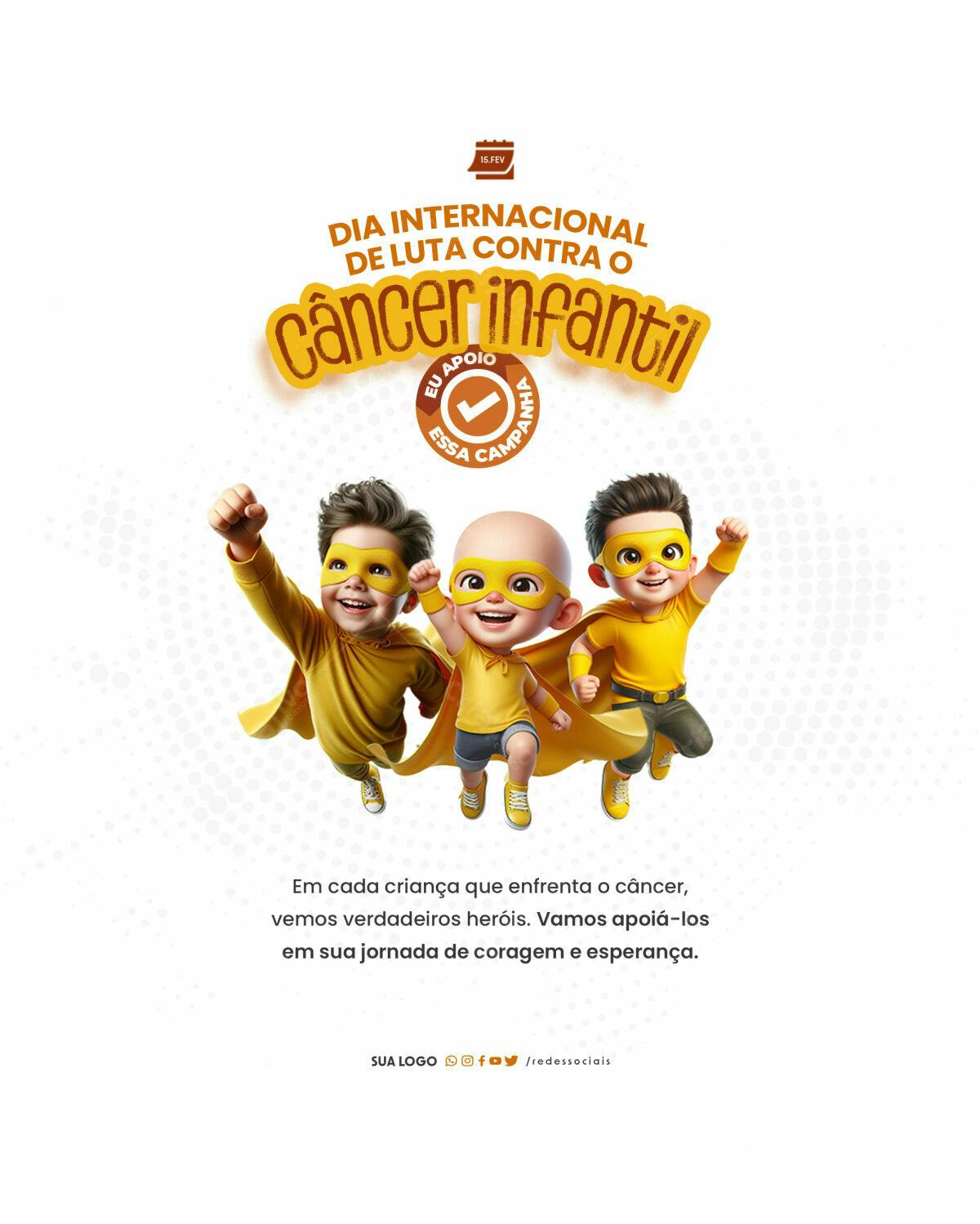 PSD para Dia Internacional de Luta Contra o Câncer Infantil Editável
