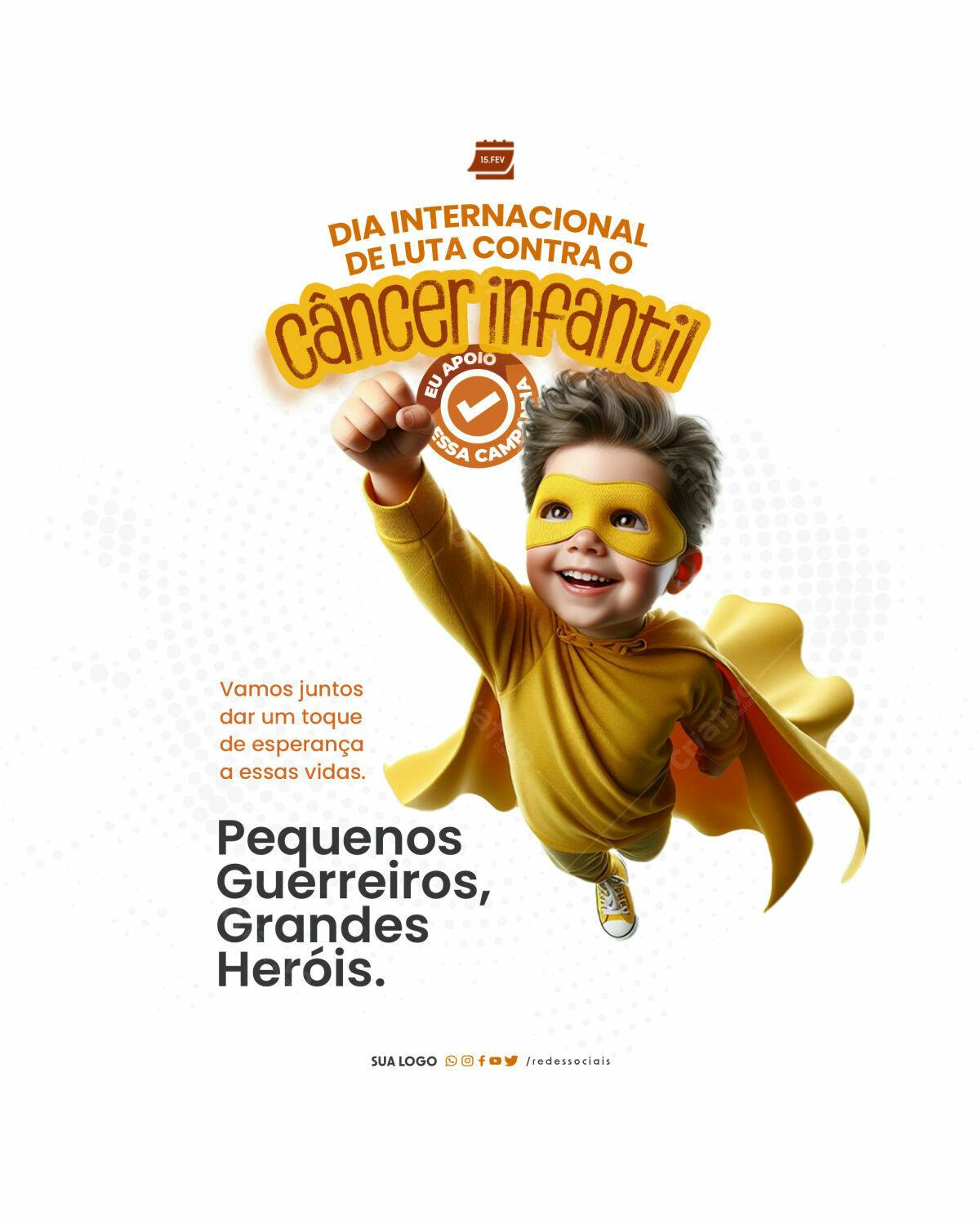 Flyer Dia Internacional Contra o Câncer Infantil PSD Editável