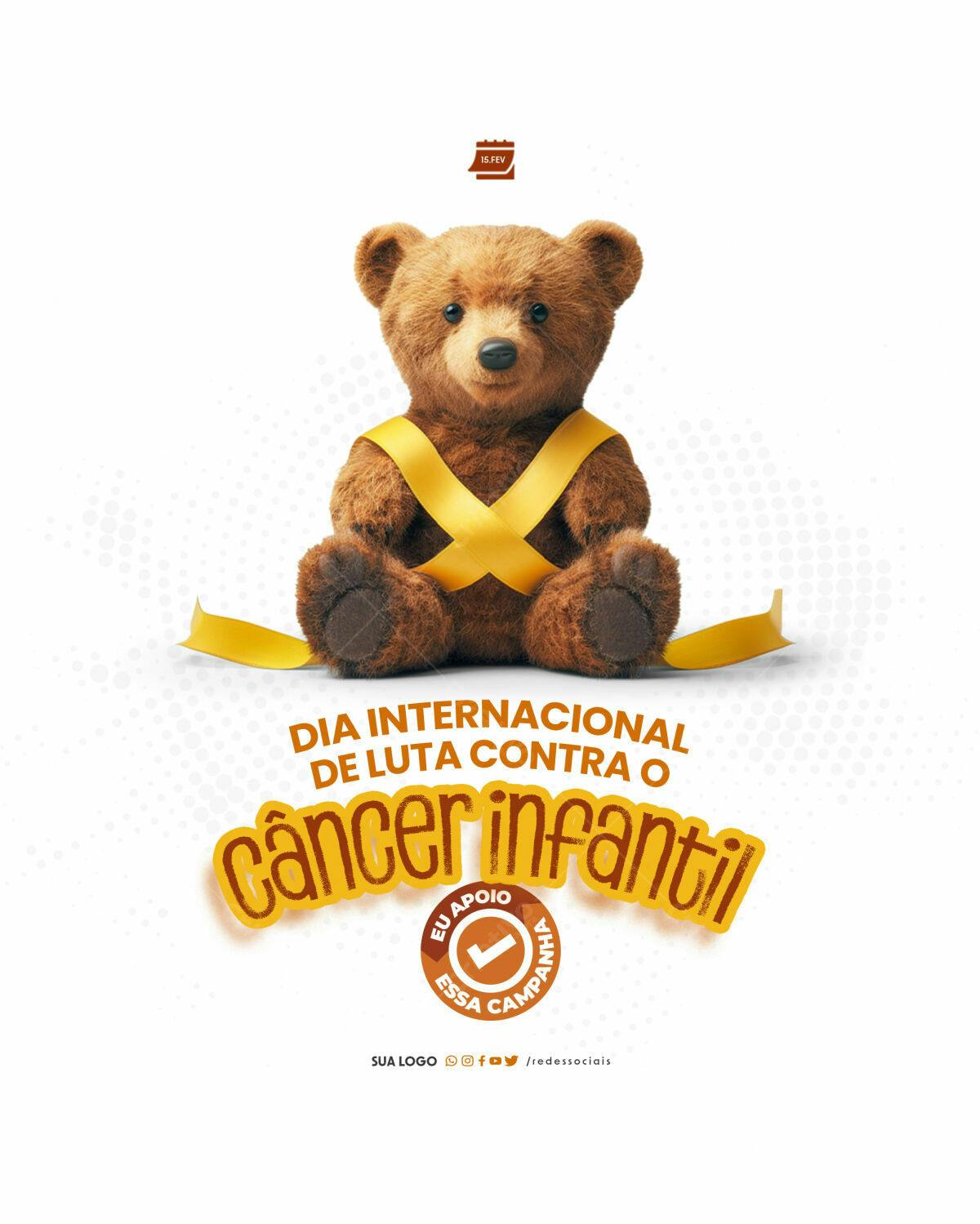 Flyer Dia Internacional da Luta Contra o Câncer Infantil PSD Editável