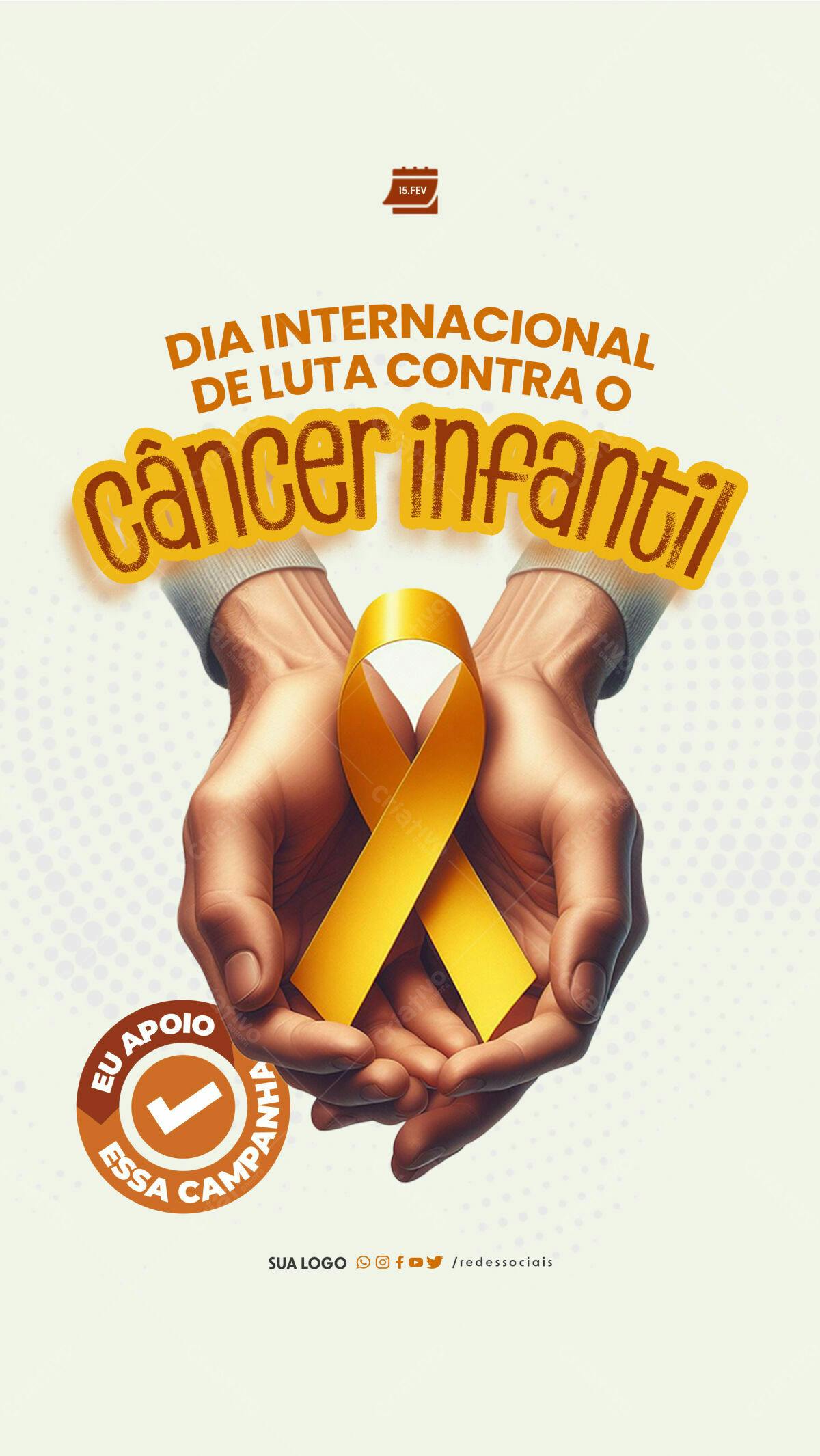 Poster Dia Internacional de Luta Contra o Câncer Infantil PSD Editável