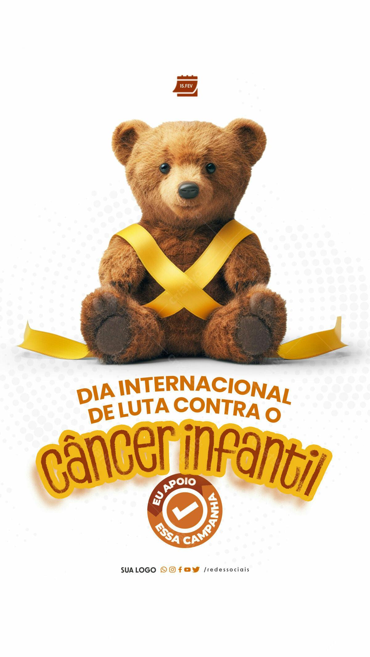 Poster Dia Internacional de Luta Contra o Câncer Infantil PSD Editável