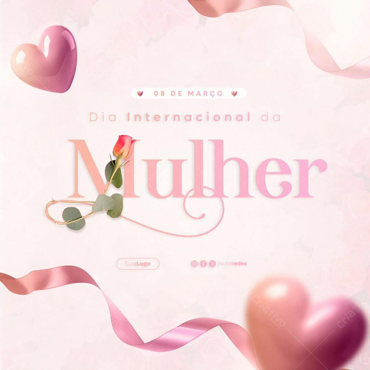 Post para Dia Internacional da Mulher PSD Editável