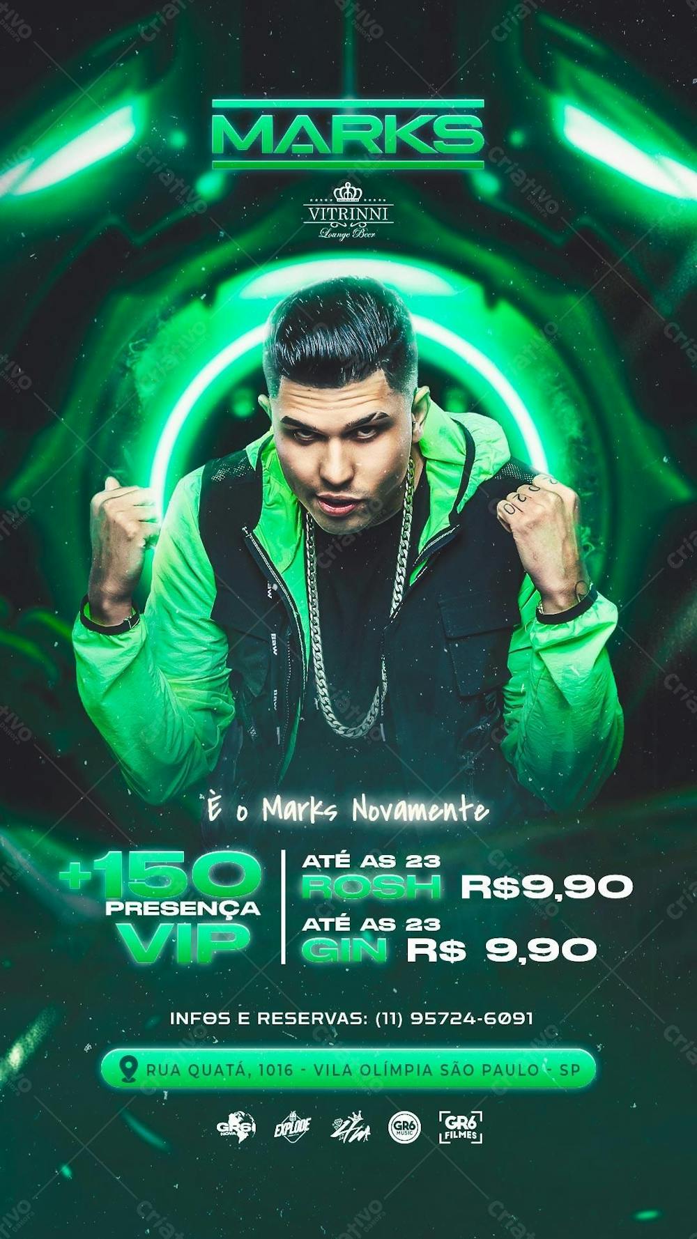 Flyer Story Mc Marks 150 Presença Vip