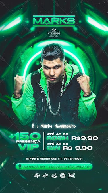 Flyer story mc marks 150 presença vip