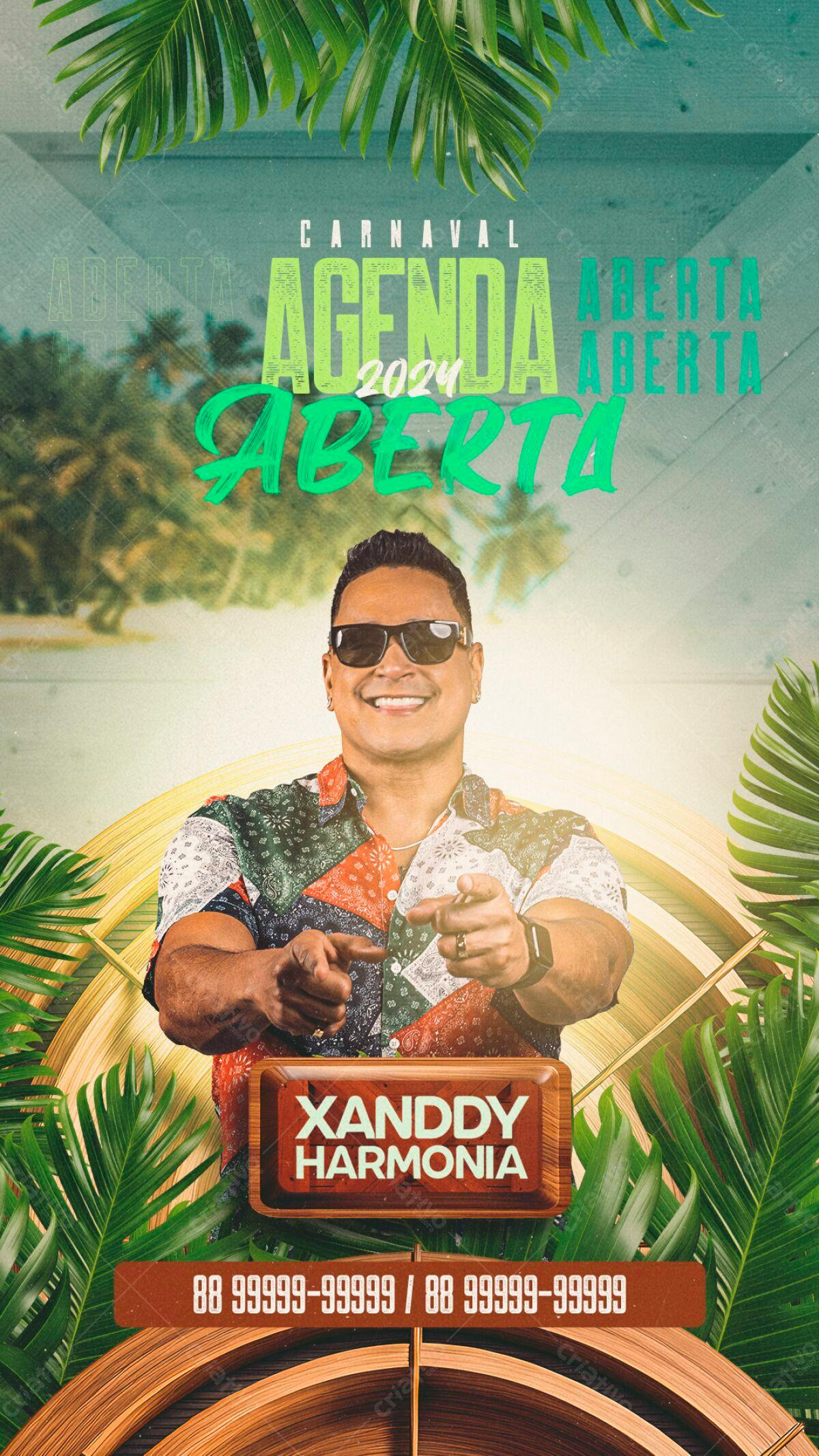 Flyer Carnaval Xanddy Harmonia PSD Editável