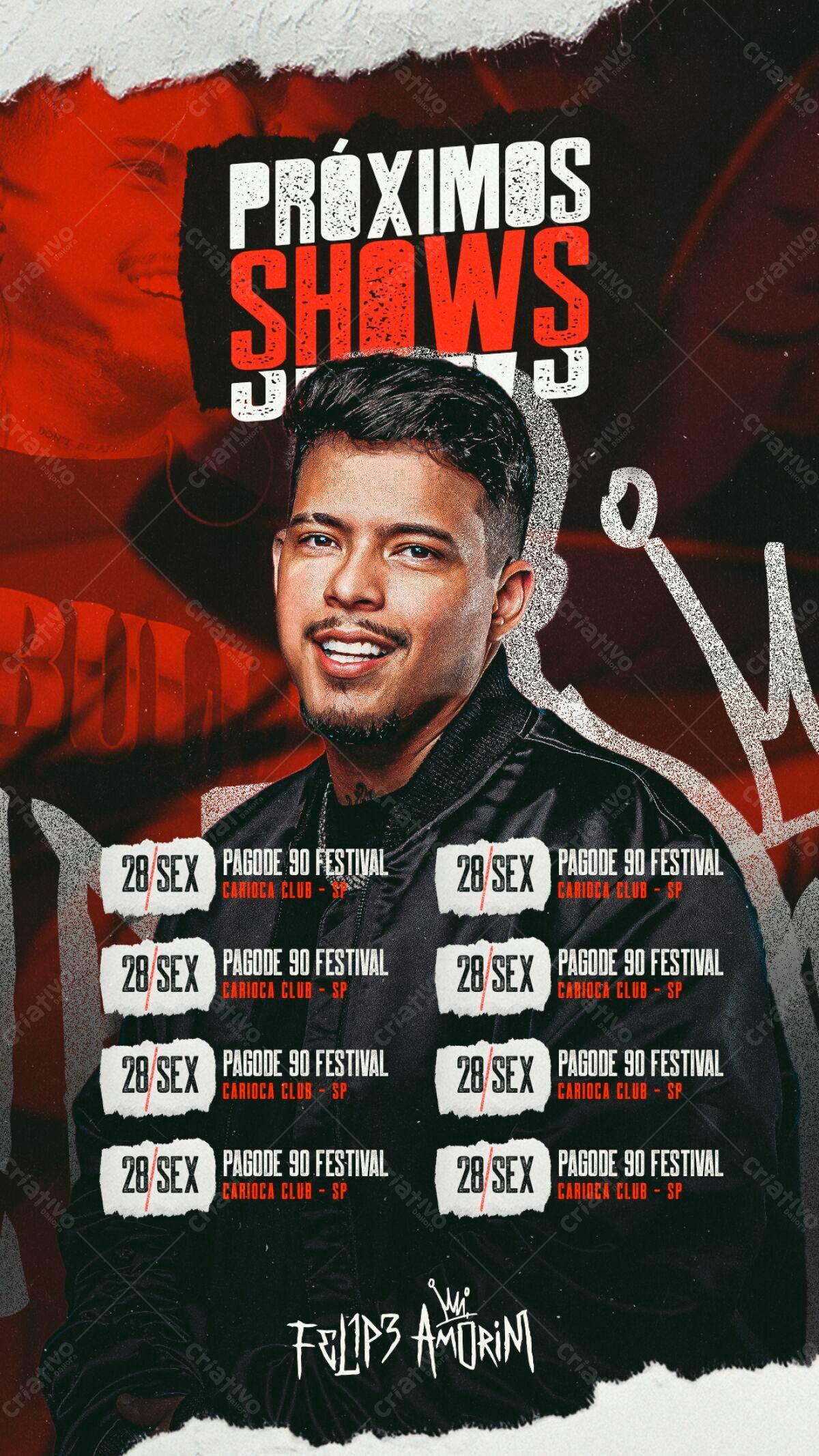 Flyer para Show do Felipe Amorim PSD Editável