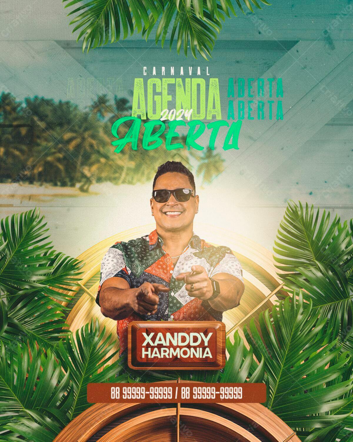 Flyer Carnaval Xanddy Harmonia 2024 PSD Editável