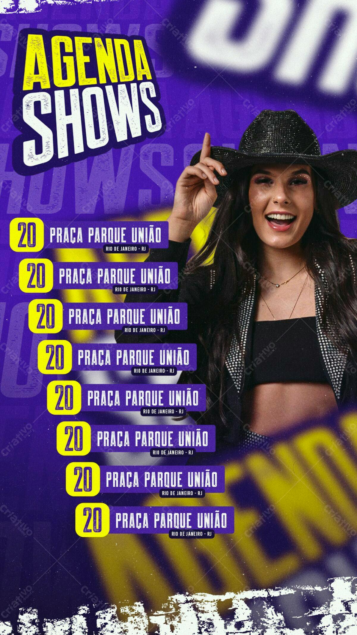 Flyer Agenda de Shows Praça Parque União PSD Editável