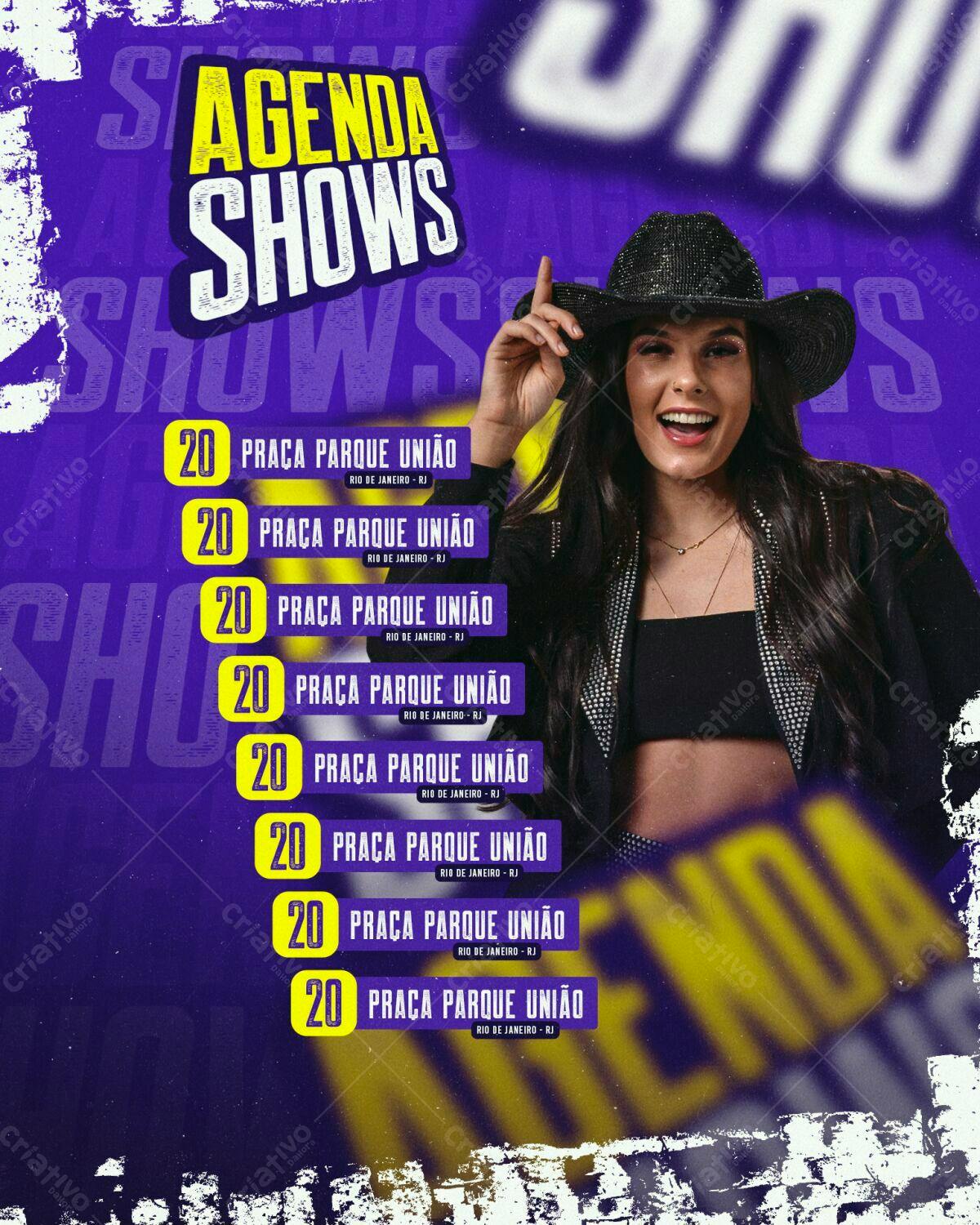 Flyer para Shows na Praça Parque União PSD Editável