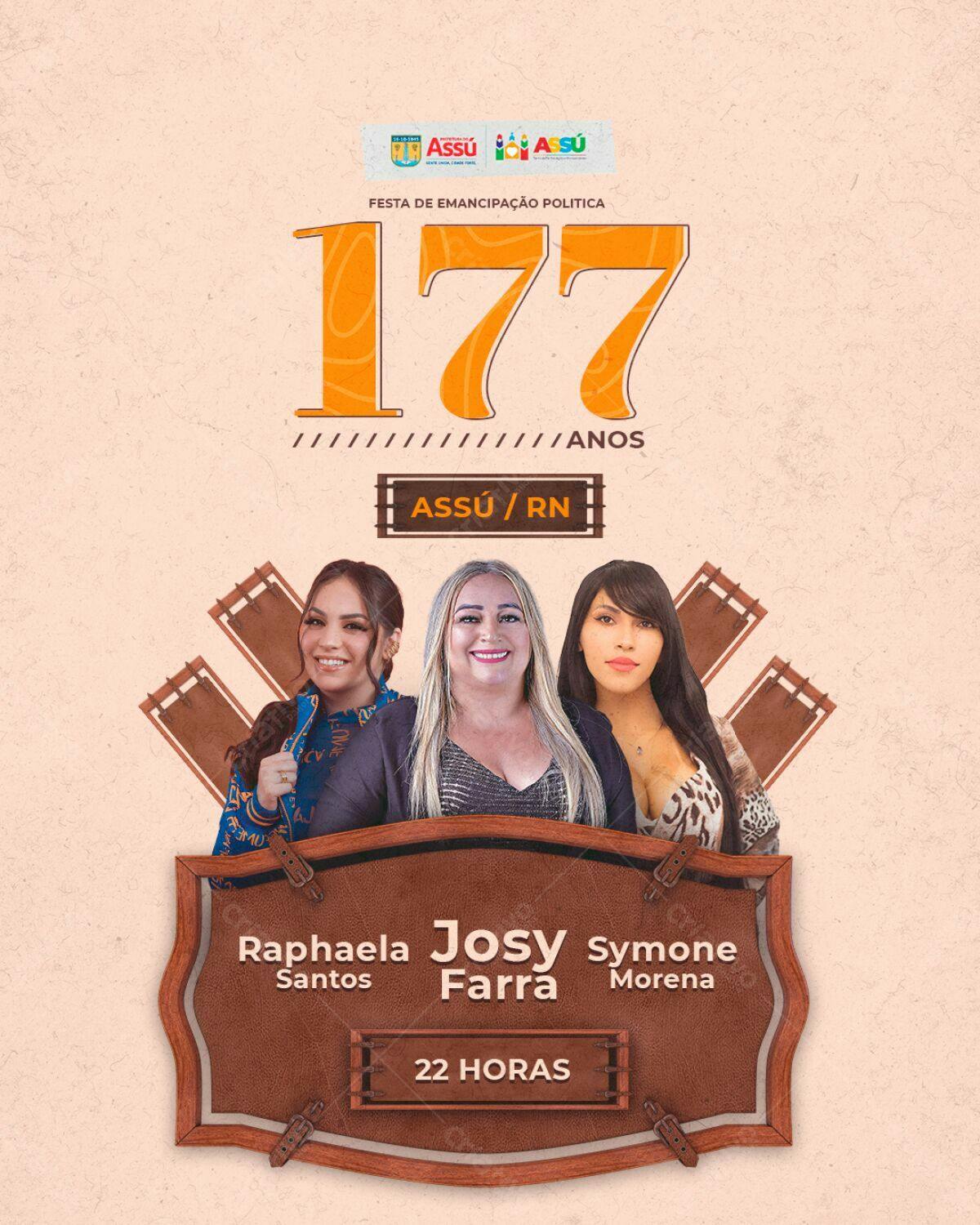 Flyer Festa de Emancipação Política 177 Anos Assú RN PSD Editável