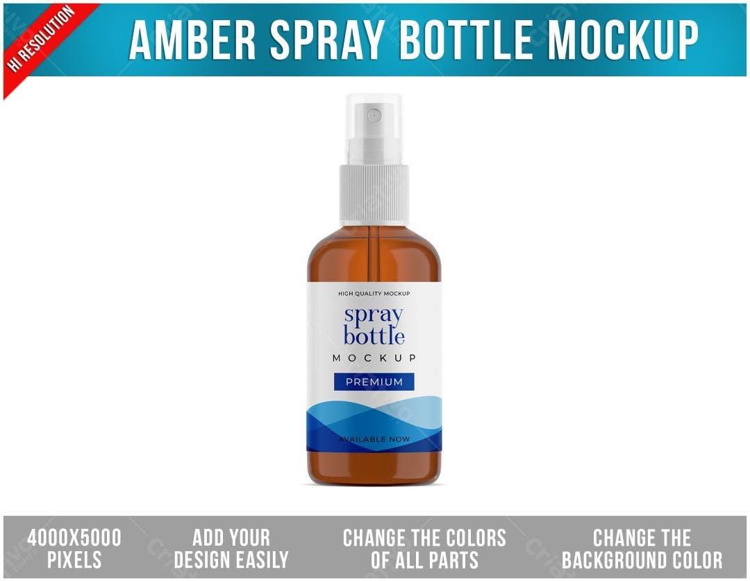 Mockup de Frasco Spray Âmbar: Design Realista para Cosméticos