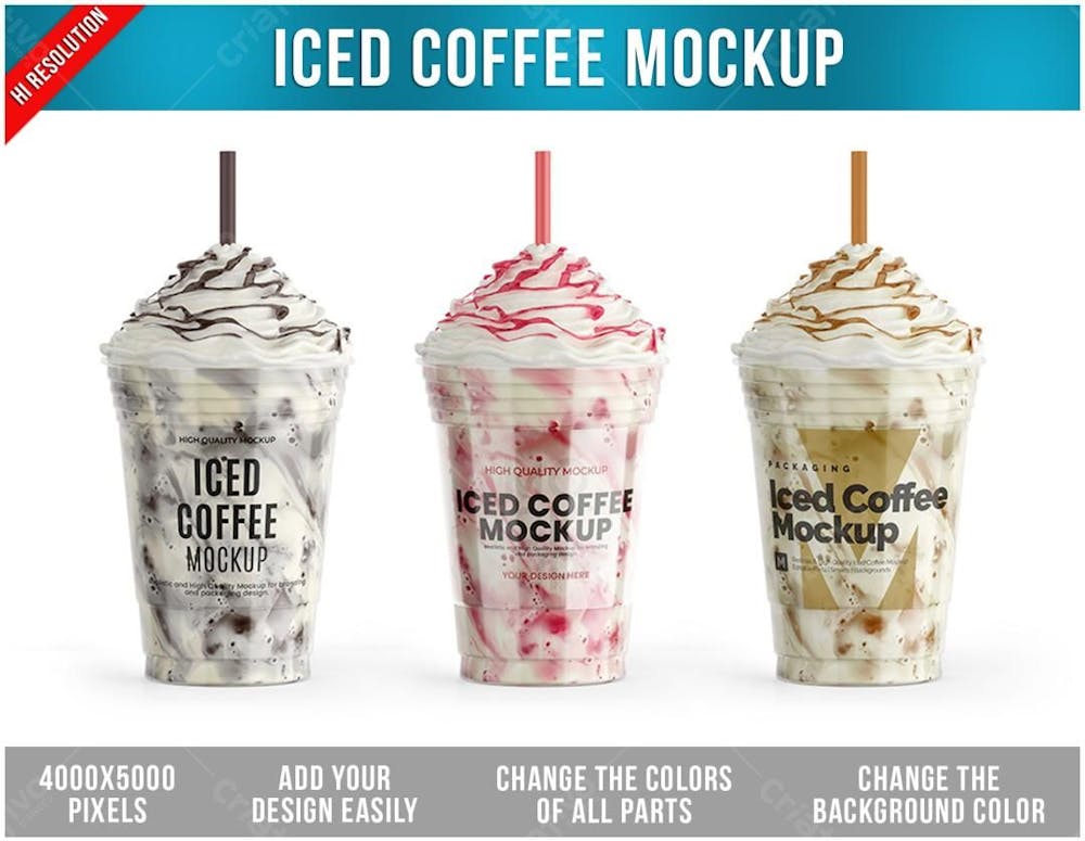 Café Gelado ou milk shake Mockup