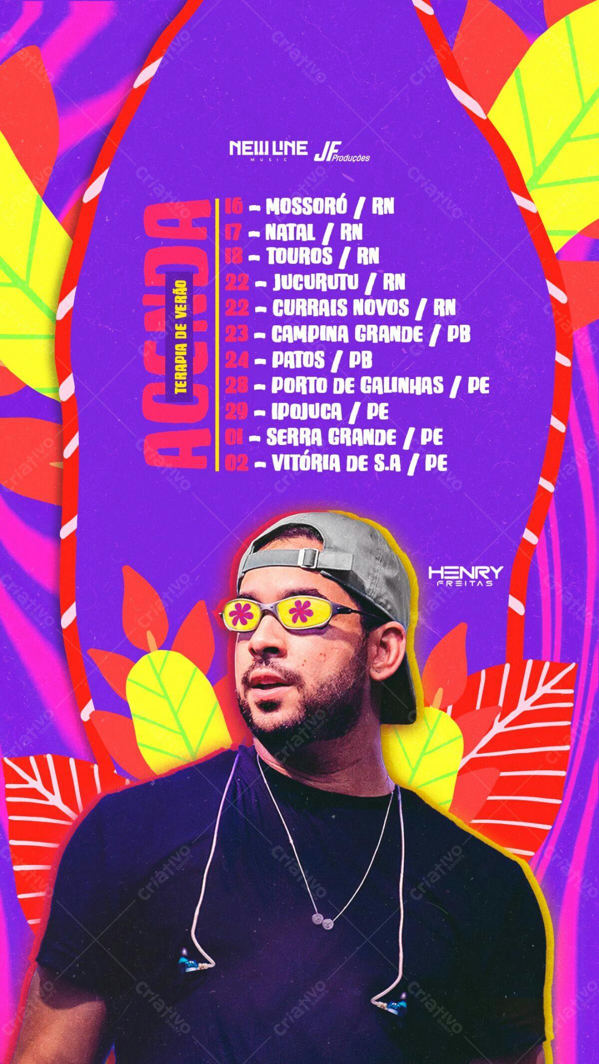 Flyer para Tour Verão Henry Freitas PSD Editável