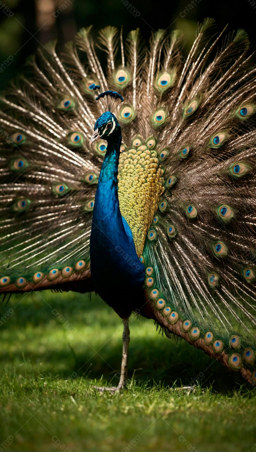 Imagem De Um Pavao Na Grama Verde Em Uma Floresta 6