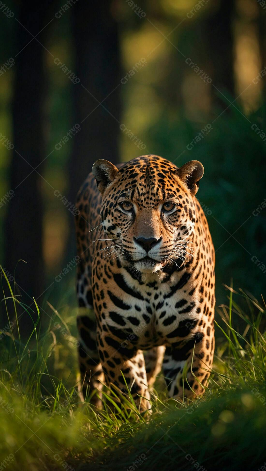 Jaguar na Floresta ao Entardecer
