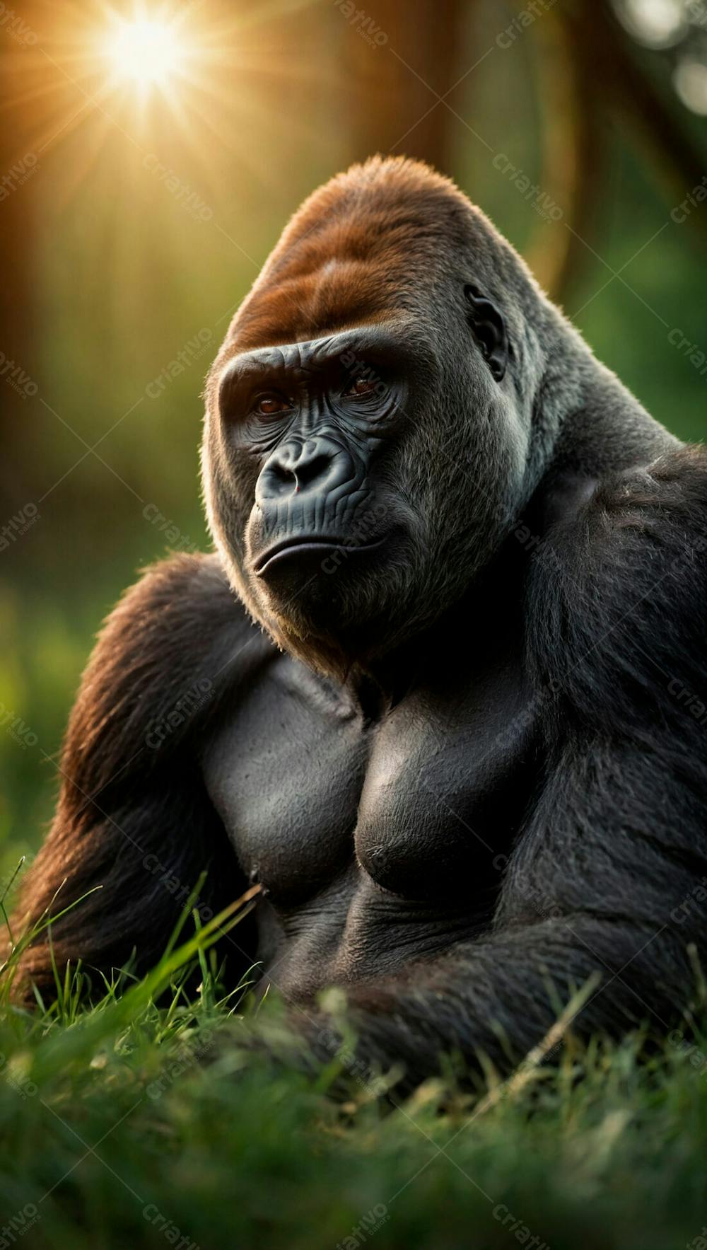 Imagem De Um Gorila Na Grama Verde Em Uma Floresta 5