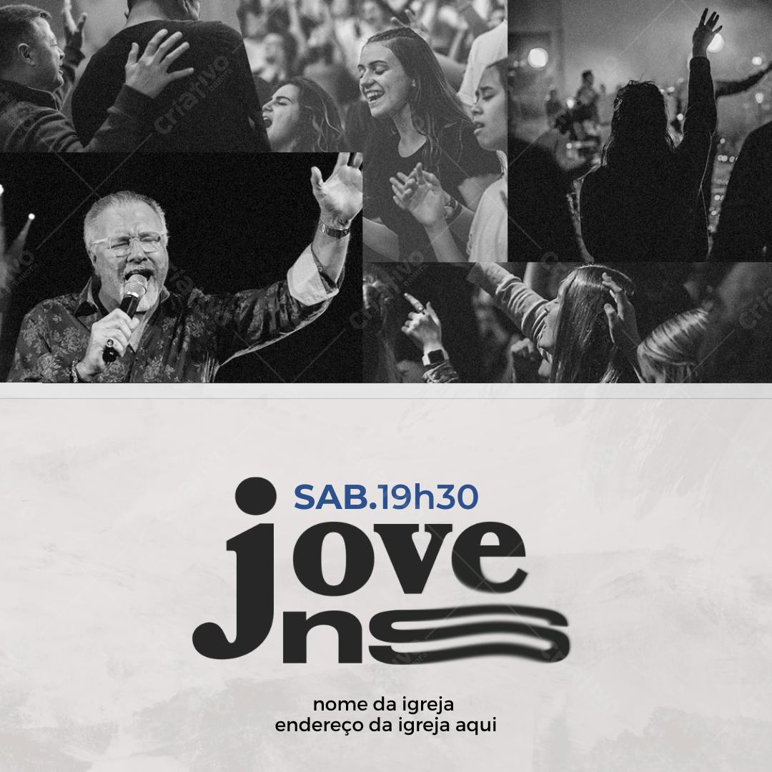 Post Instagram de evento jovem em preto e branco Editável no Canva