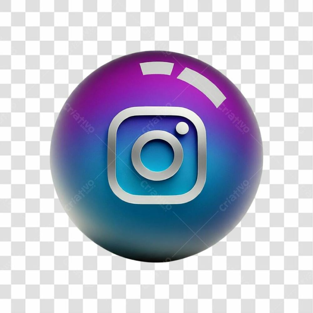 Ícone Azulado Instagram 3D Png Transparente